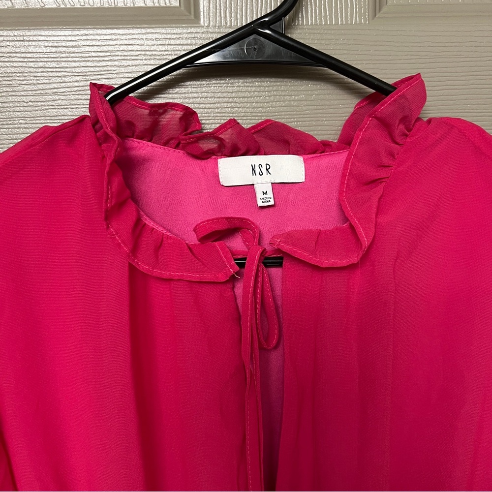 NWT Nordstrom Pink Long Sleeve Tiered Mini Dress - Picture 9 of 10